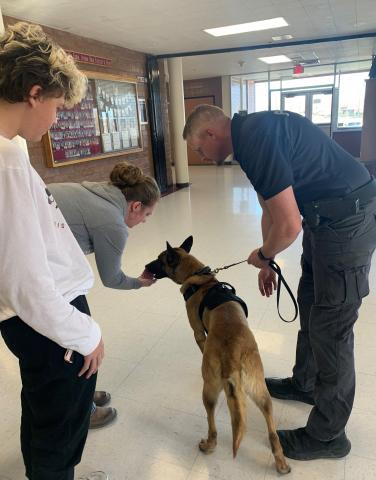 Office staff getting to know the k9 officers
