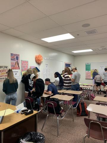 Mrs. West's Health 8 students are learning about different chronic diseases by taking a walk through a classroom gallery.