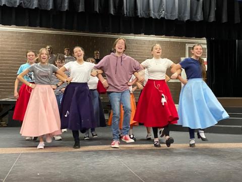 These students are preparing for the 2nd Annual Nebo Jr. Theatre Competitions held on October 24. We're performing "We Go Together" from the musical "Grease".