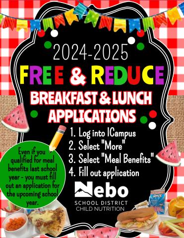 Free and Reduced lunch flyer in English