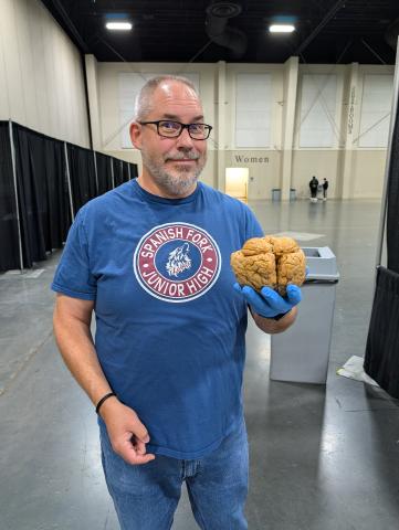 Mr. Thacker holding the brain