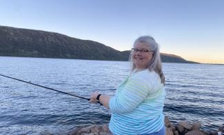 Mrs. Nielsen fishing