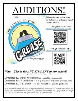 Grease audition flyer